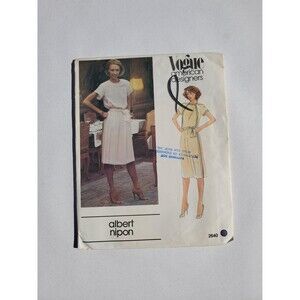 Vogue 2640 Vintage Albert Nipon Dress Pattern 1980s Uncut